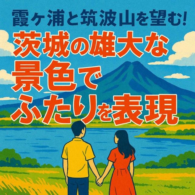 「霞ヶ浦と筑波山を望む！茨城の雄大な景色でふたりを表現」