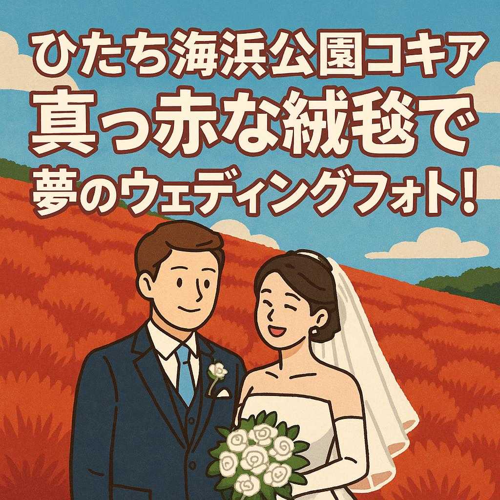 「【ひたち海浜公園コキア】真っ赤な絨毯で夢のウェディングフォト！」