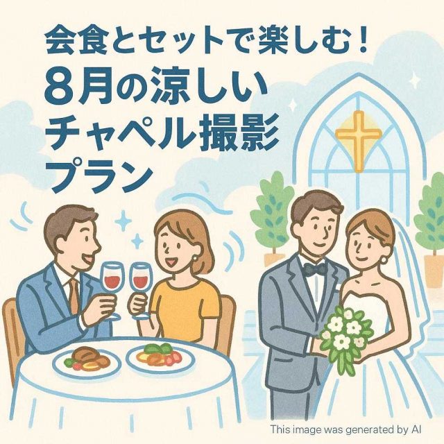 会食とセットで楽しむ！8月の涼しいチャペル撮影プラン