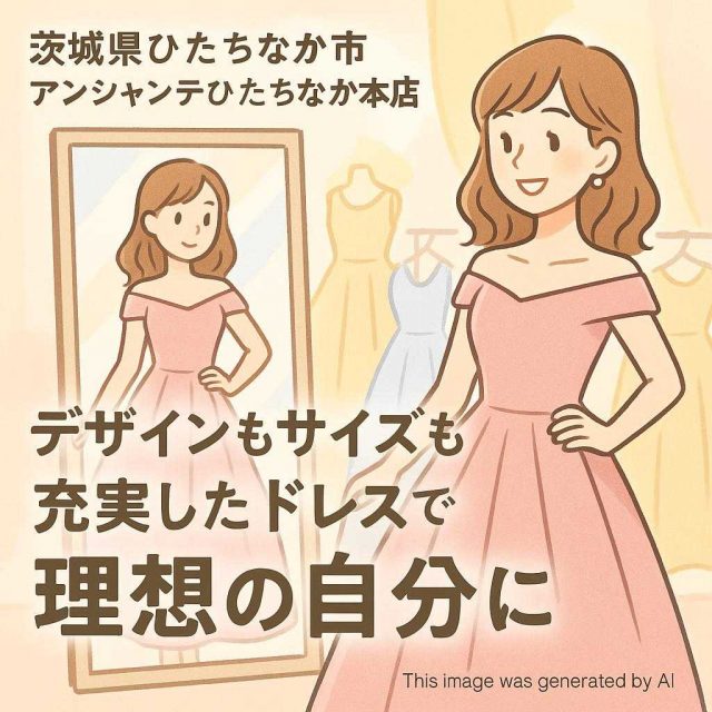 茨城県ひたちなか市アンシャンテひたちなか本店 デザインもサイズも充実したドレスで理想の自分に