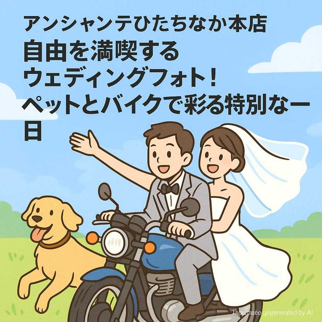 アンシャンテひたちなか本店 自由を満喫するウェディングフォト！ペットとバイクで彩る特別な一日