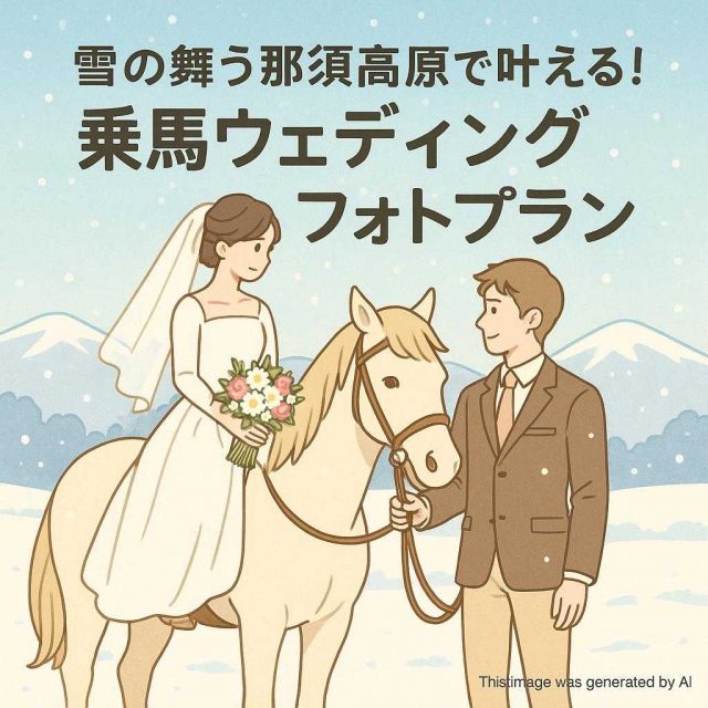 雪の舞う那須高原で叶える！乗馬ウェディングフォトプラン