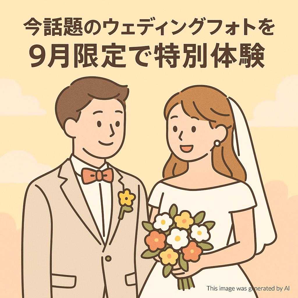 今話題のウェディングフォトを9月限定で特別体験