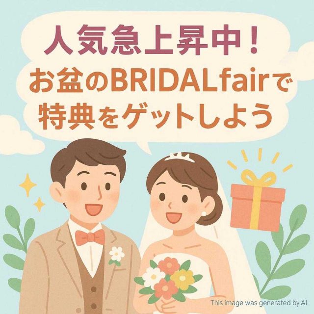 人気急上昇中！お盆のBRIDALfairで特典をゲットしよう