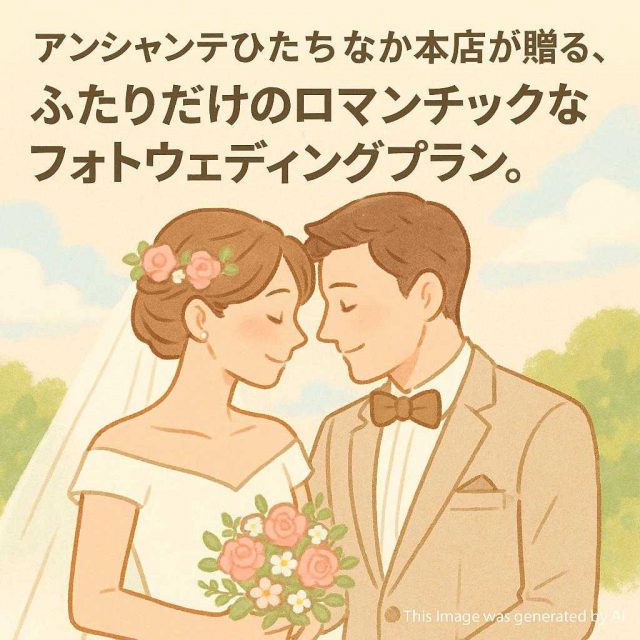 アンシャンテひたちなか本店が贈る、ふたりだけのロマンチックなフォトウェディングプラン。