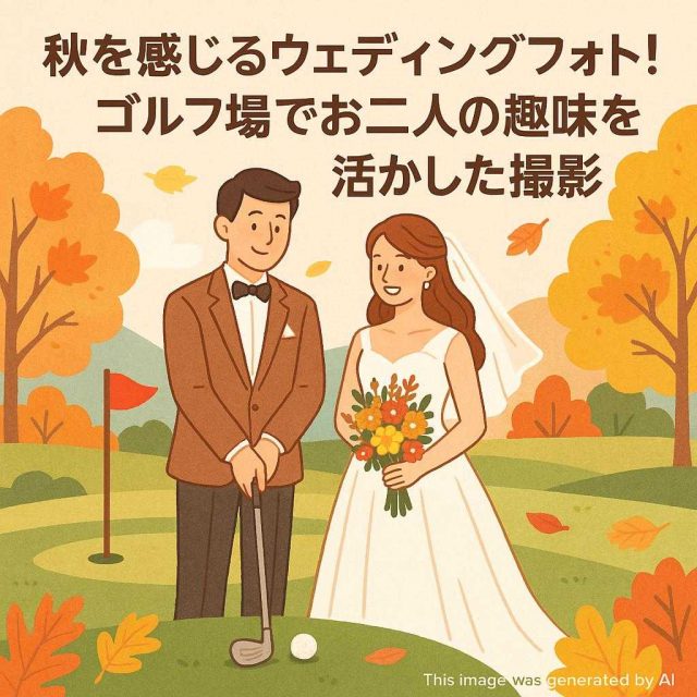秋を感じるウェディングフォト！ゴルフ場でお二人の趣味を活かした撮影
