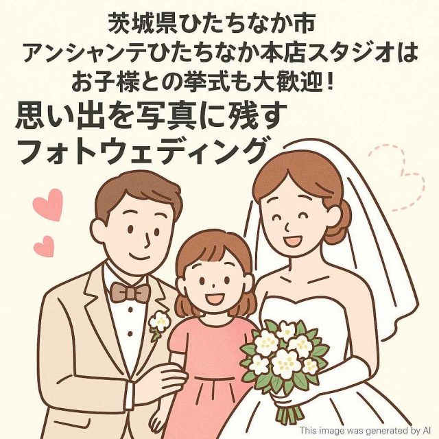 茨城県ひたちなか市アンシャンテひたちなか本店スタジオはお子様との挙式も大歓迎！思い出を写真に残すフォトウェディング
