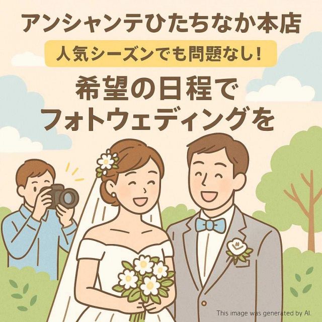 アンシャンテひたちなか本店 人気シーズンでも問題なし！希望の日程でフォトウェディングを