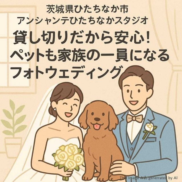 茨城県ひたちなか市 アンシャンテひたちなかスタジオ 貸し切りだから安心！ペットも家族の一員になるフォトウェディング