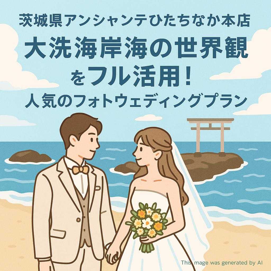 茨城県アンシャンテひたちなか本店 大洗海岸海の世界観をフル活用！人気のフォトウェディングプラン