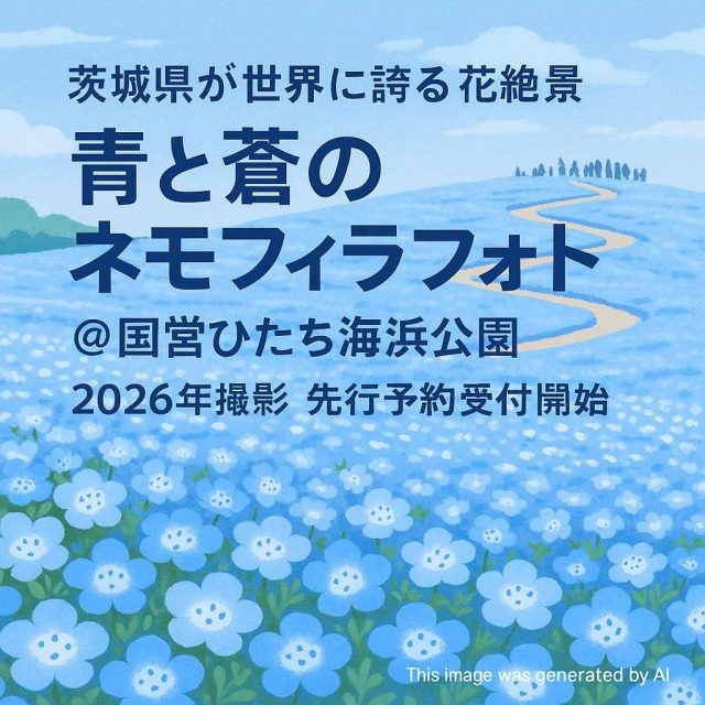 茨城県が世界に誇る花絶景 『青と蒼のネモフィラフォト』 ＠国営ひたち海浜公園  2026年撮影 先行予約受付開始