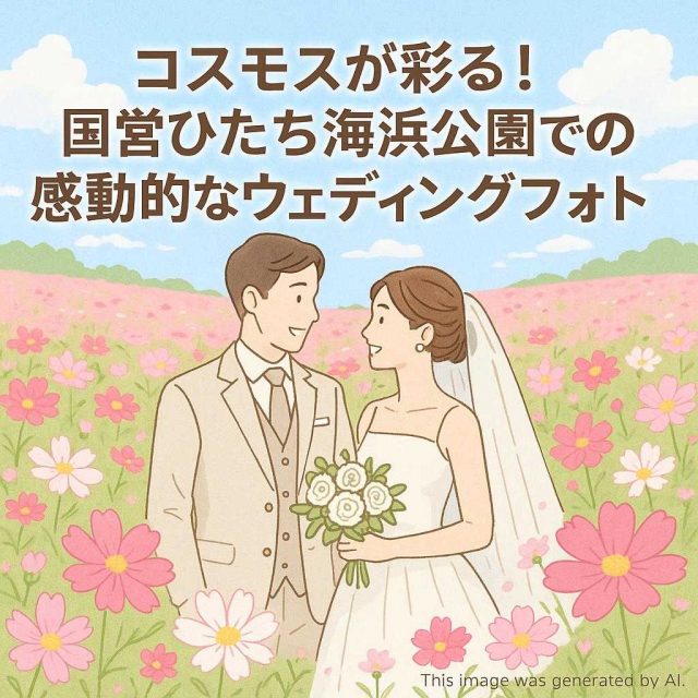 コスモスが彩る！国営ひたち海浜公園での感動的なウェディングフォト撮影