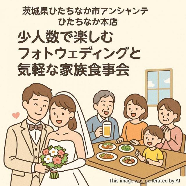 茨城県ひたちなか市アンシャンテひたちなか本店 少人数で楽しむフォトウェディングと気軽な家族食事会