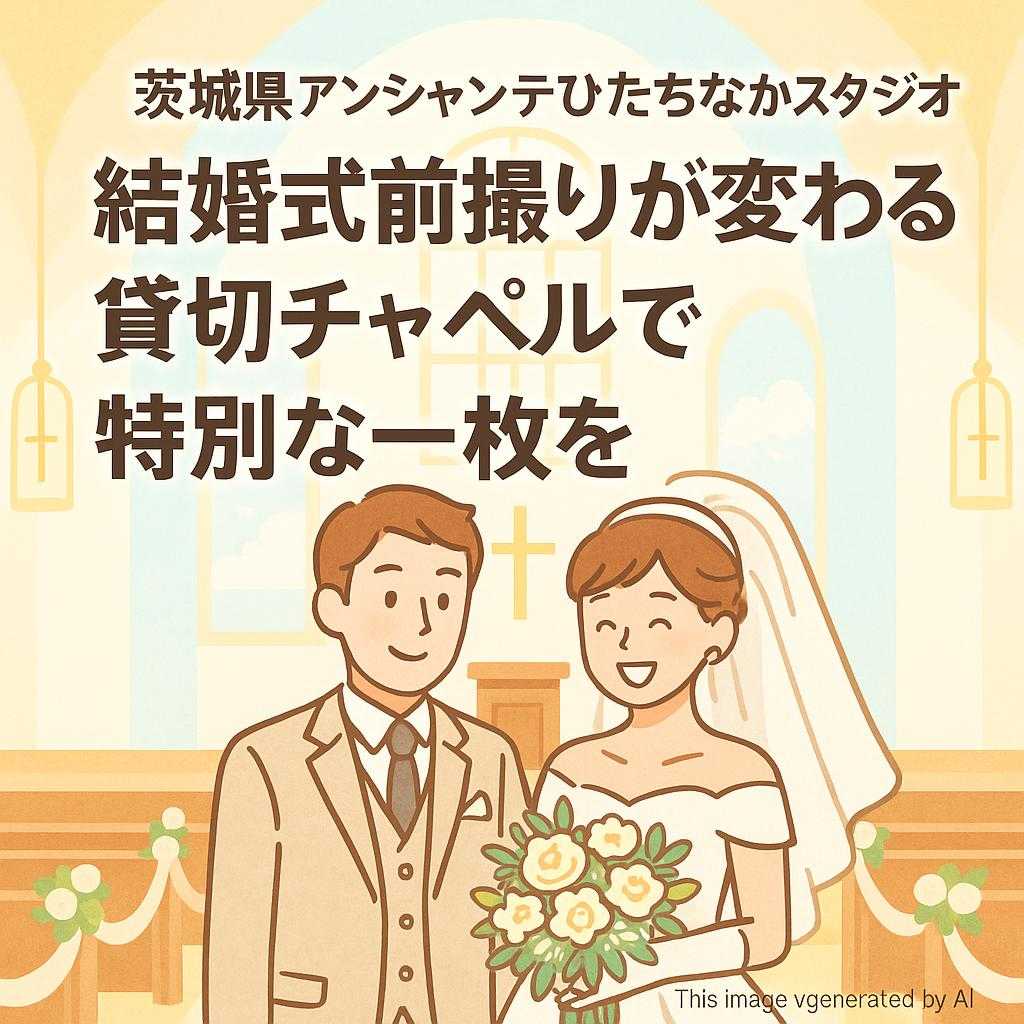 茨城県アンシャンテひたちなかスタジオ結婚式前撮りが変わる！貸切チャペルで特別な一枚を