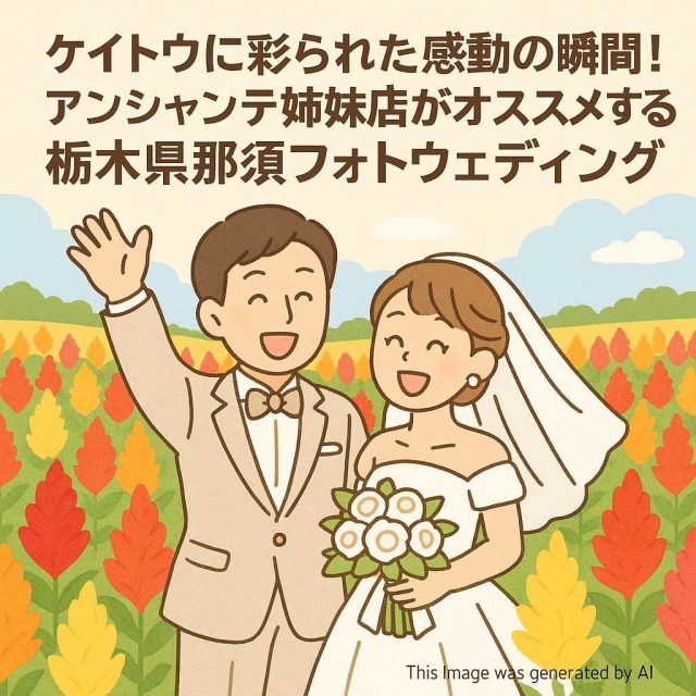 ケイトウに彩られた感動の瞬間！アンシャンテ姉妹店がオススメする栃木県那須フォトウェディング