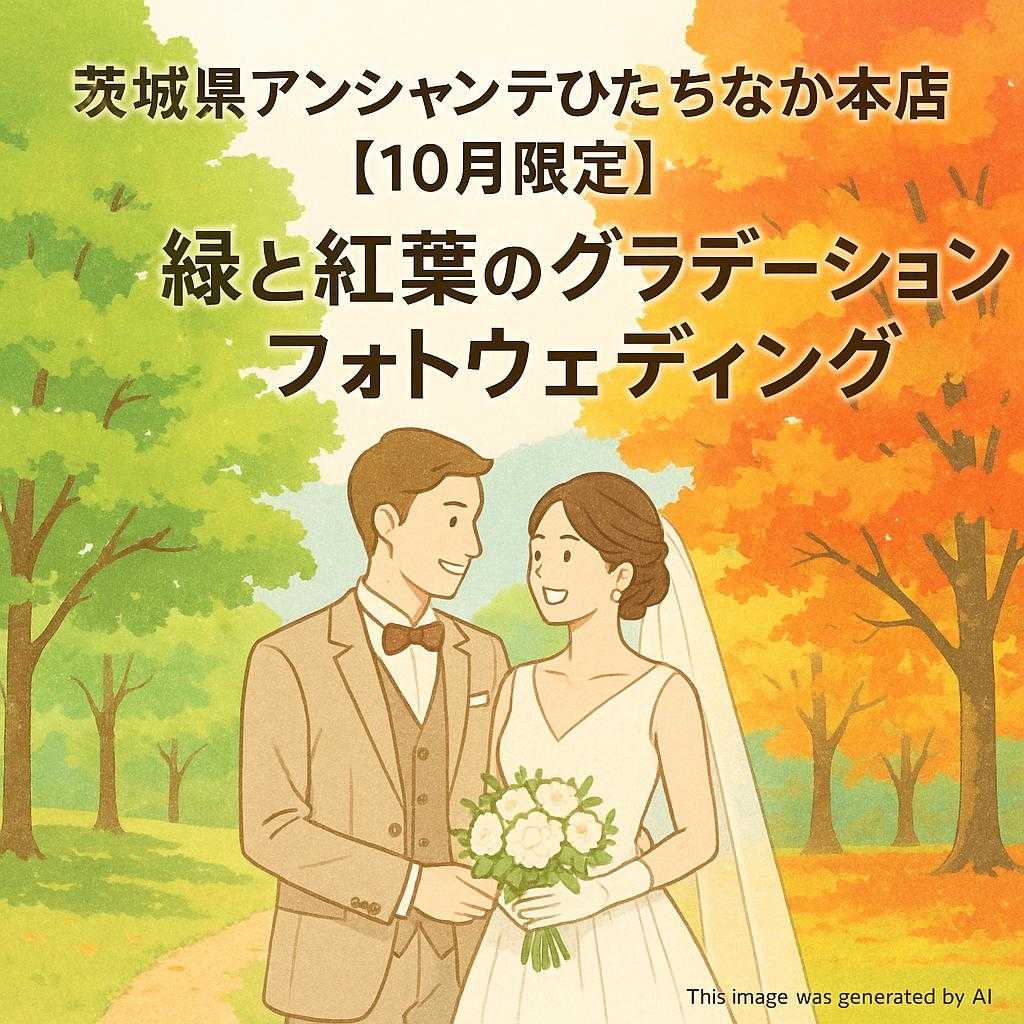 茨城県アンシャンテひたちなか本店 【10月限定】緑と紅葉のグラデーションフォトウェディング