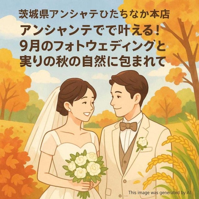 茨城県アンシャンテひたちなか本店 アンシャンテで叶える！9月のフォトウェディングと実りの秋の自然に包まれて