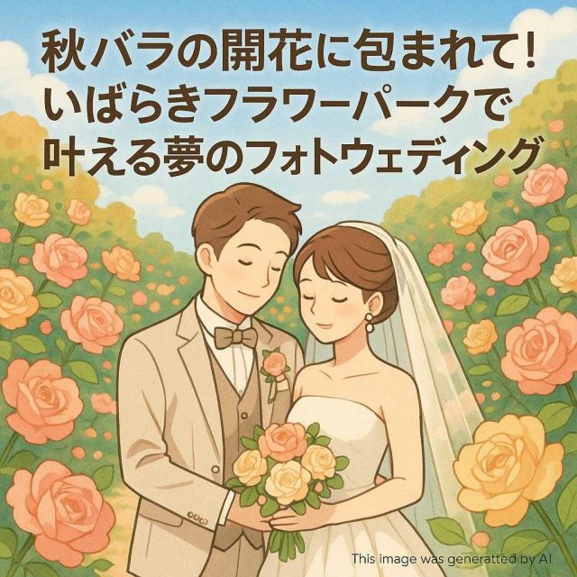 秋バラの開花に包まれて! いばらきフラワーパークで叶える夢のフォトウェディング