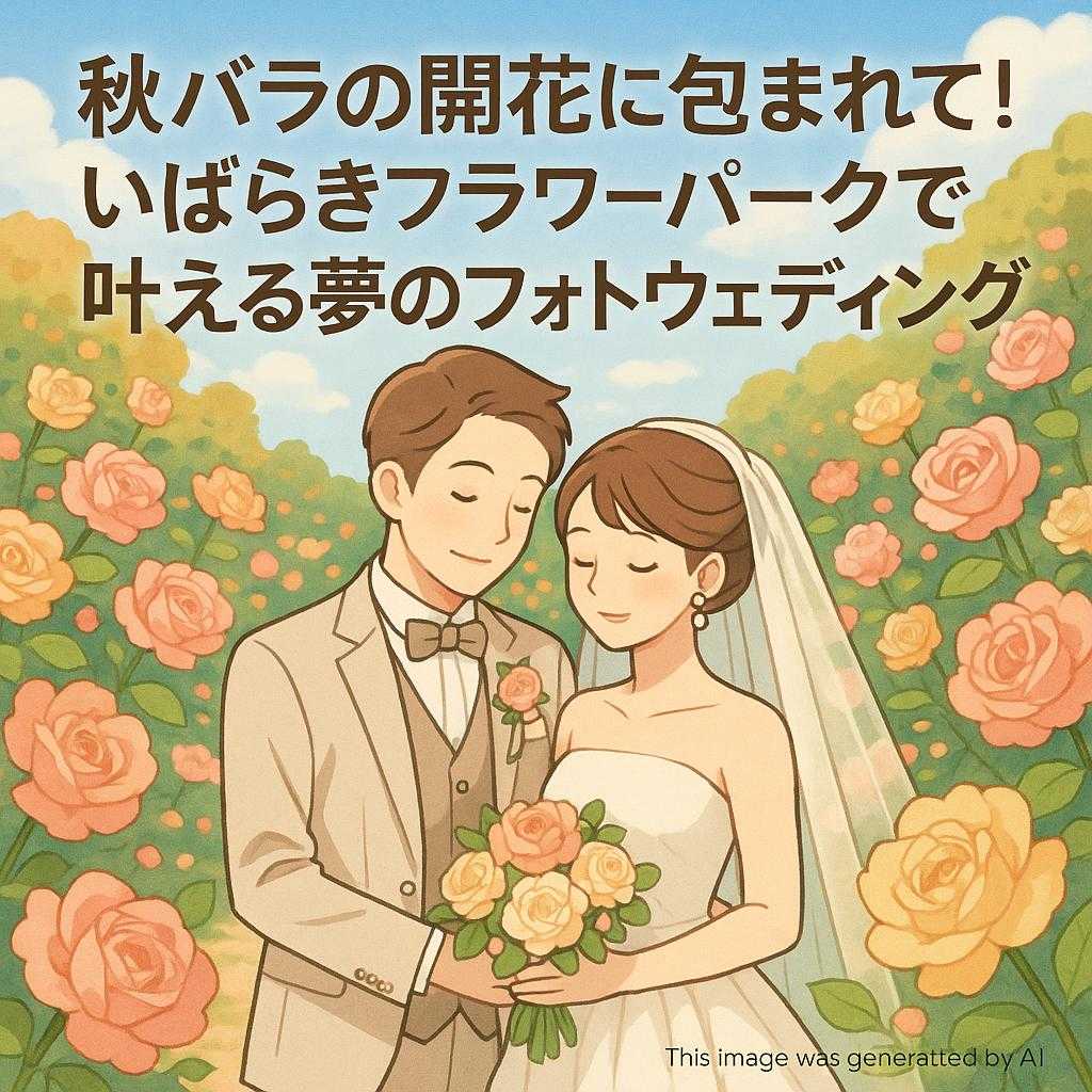 秋バラの開花に包まれて! いばらきフラワーパークで叶える夢のフォトウェディング