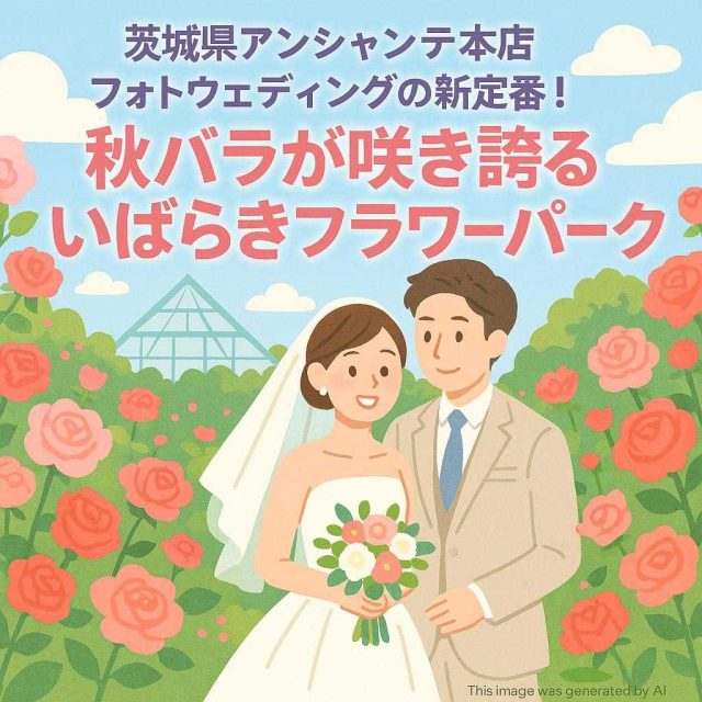 茨城県アンシャンテ本店 フォトウェディングの新定番! 秋バラが咲き誇るいばらきフラワーパーク