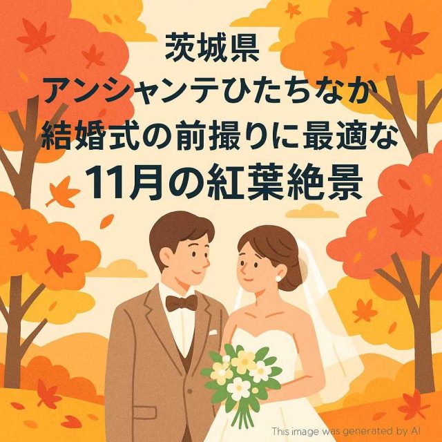 茨城県 アンシャンテひたちなか 結婚式の前撮りに最適な11月の紅葉絶景