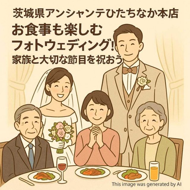 茨城県アンシャンテひたちなか本店 お食事も楽しむフォトウェディング！家族と大切な節目を祝おう