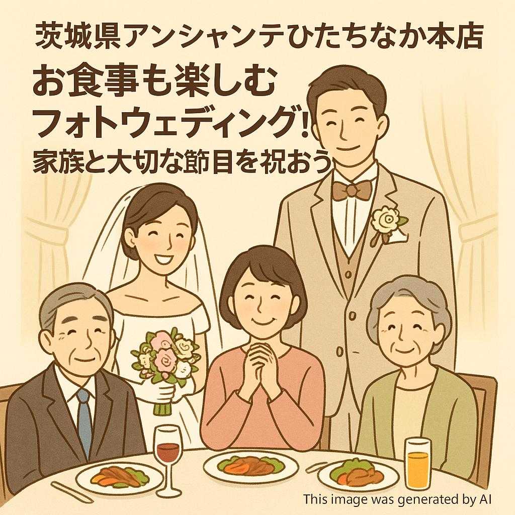 茨城県アンシャンテひたちなか本店 お食事も楽しむフォトウェディング！家族と大切な節目を祝おう