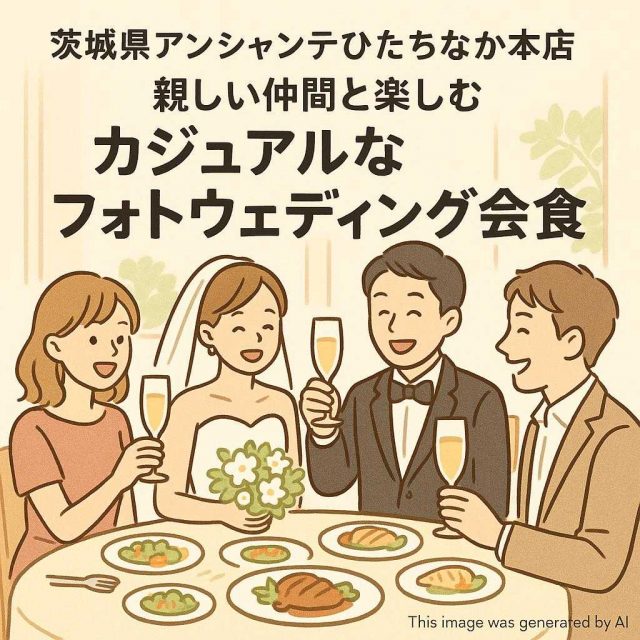 茨城県アンシャンテひたちなか本店 親しい仲間と楽しむカジュアルなフォトウェディング会食