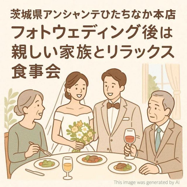 茨城県アンシャンテひたちなか本店 フォトウェディング後は親しい家族とリラックス食事会