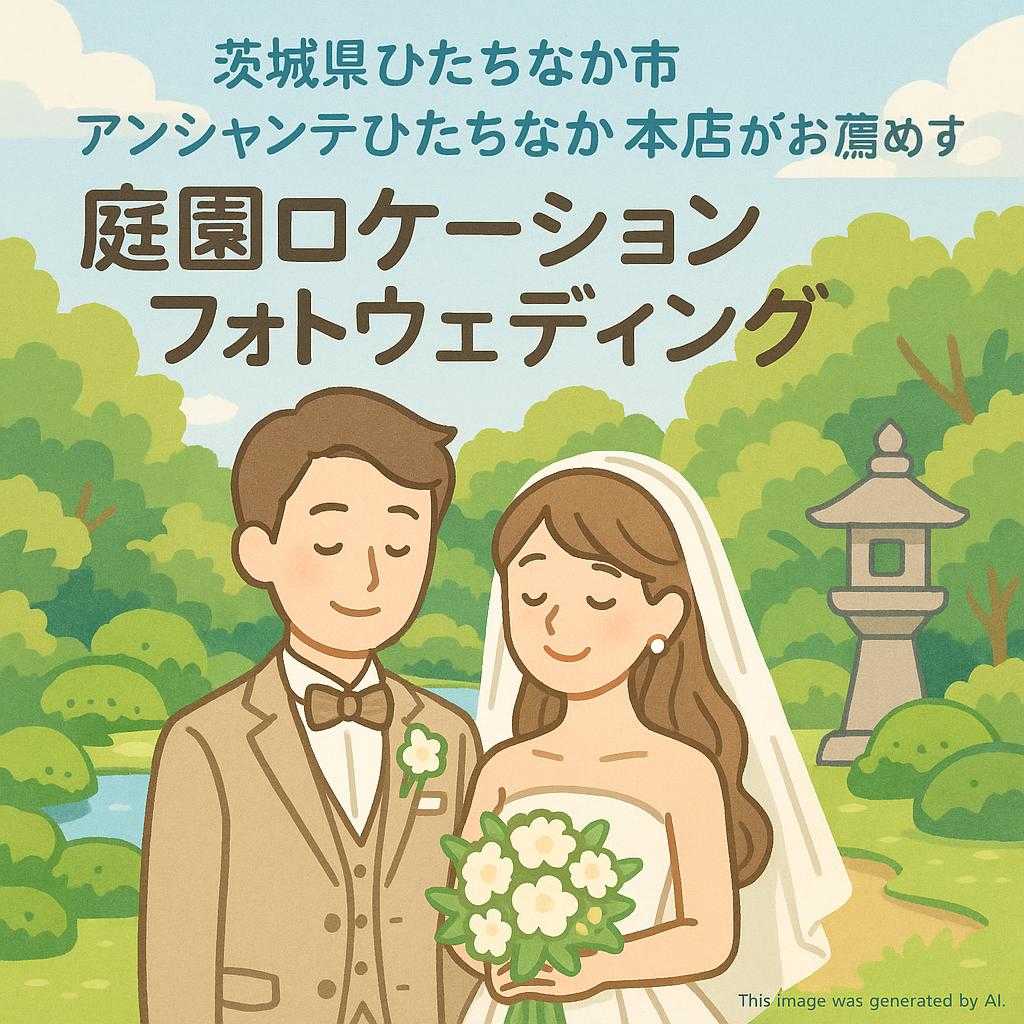 茨城県ひたちなか市アンシャンテひたちなか本店がお薦めする庭園ロケーションフォトウェディング