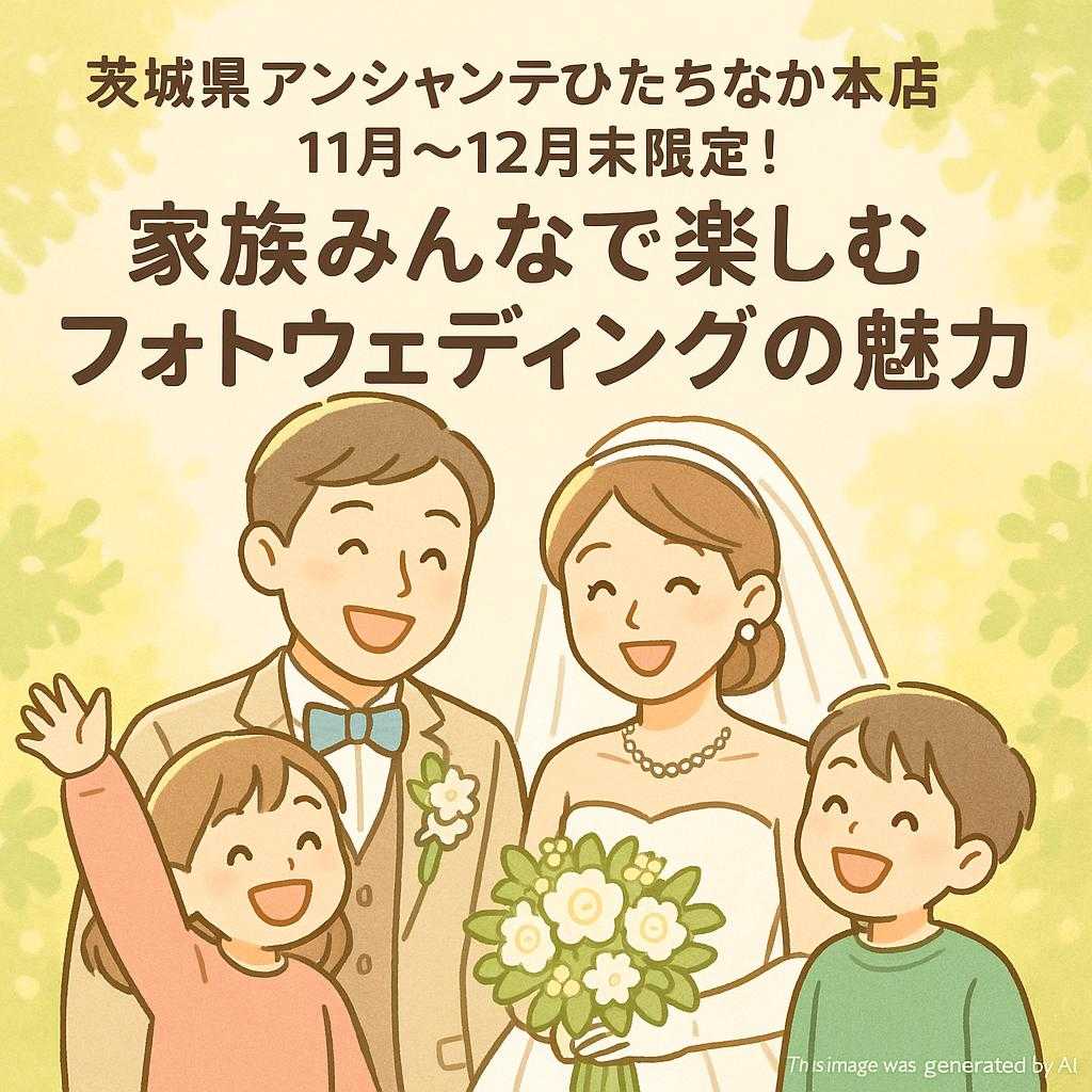 茨城県アンシャンテひたちなか本店 11月～12月末限定！家族みんなで楽しむフォトウェディングの魅力