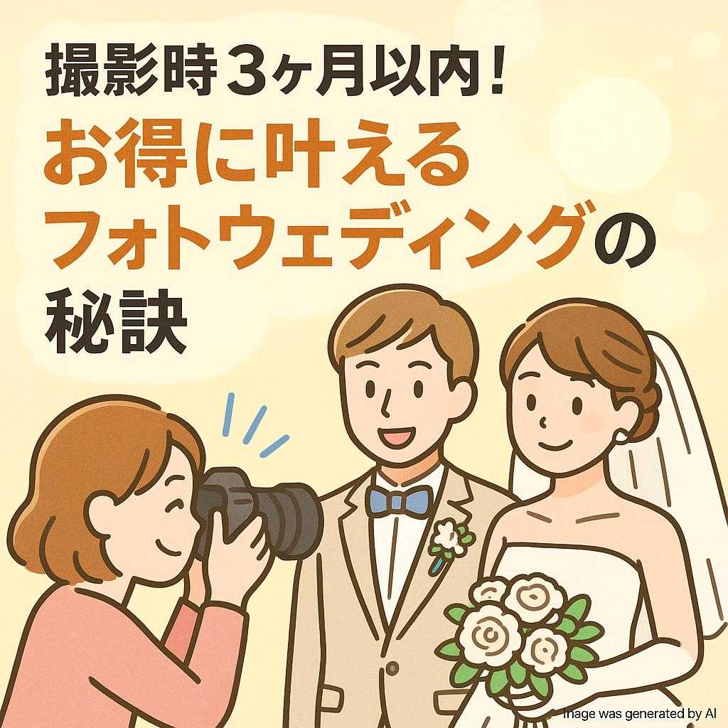 撮影時3ヶ月以内！お得に叶えるフォトウェディングの秘訣