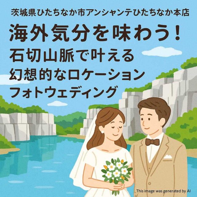茨城県ひたちなか市アンシャンテひたちなか本店海外気分を味わう！石切山脈で叶える幻想的なロケーションフォトウェディング