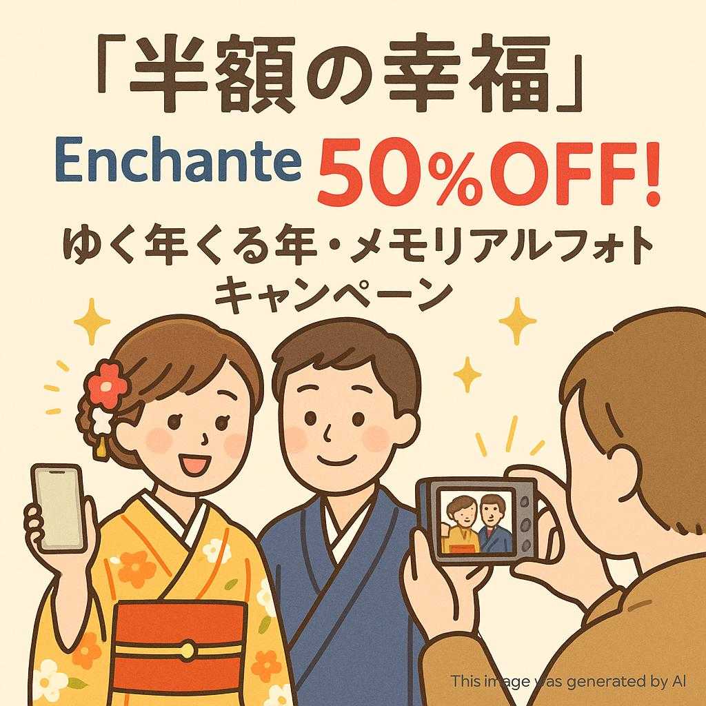 【半額の幸福】Enchante 50%OFF! ゆく年くる年・メモリアルフォトキャンペーン