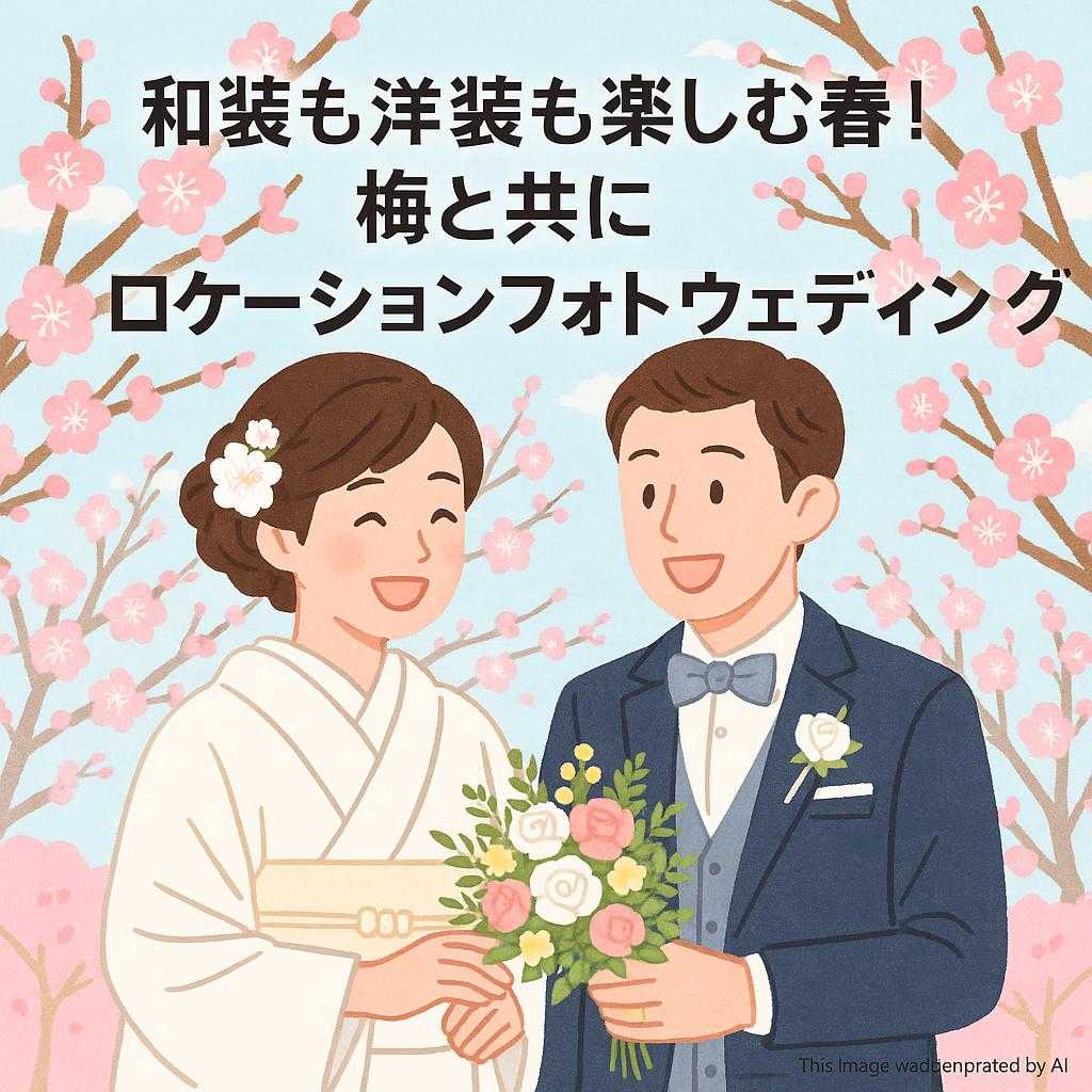 和装も洋装も楽しむ春！梅と共にロケーションフォトウェディング