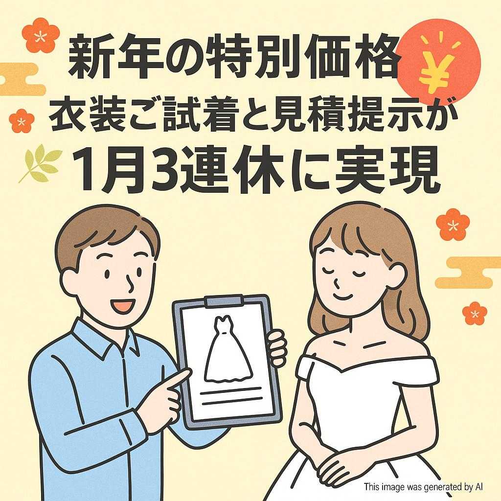 新年の特別価格！衣装ご試着と見積提示が１月３連休に実現