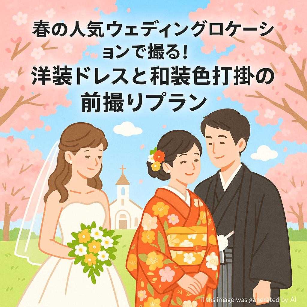 春の人気ウェディングロケーションで撮る! 洋装ドレスと和装色打掛の前撮りプラン
