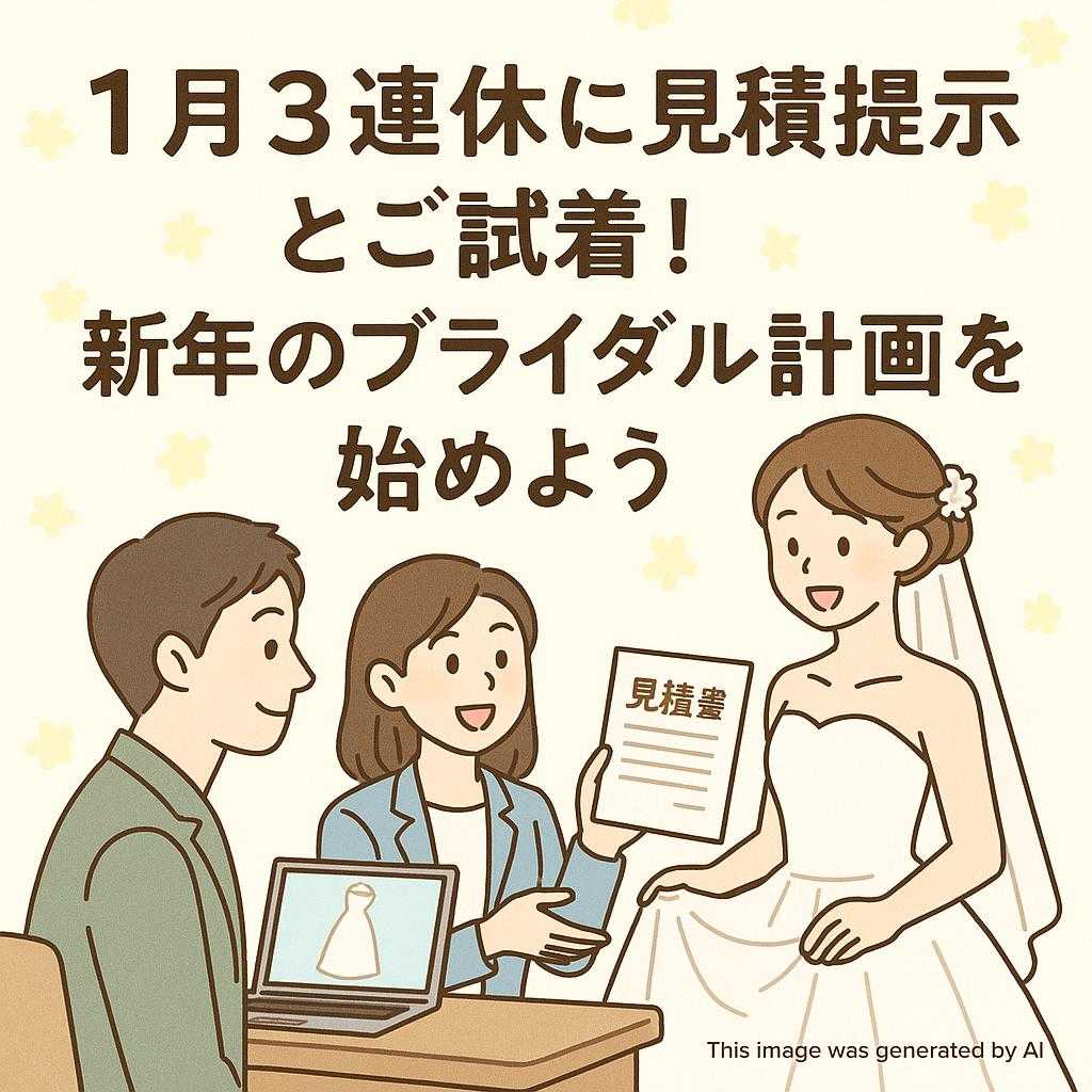 1月3連休に見積提示とご試着!新年のブライダル計画を始めよう