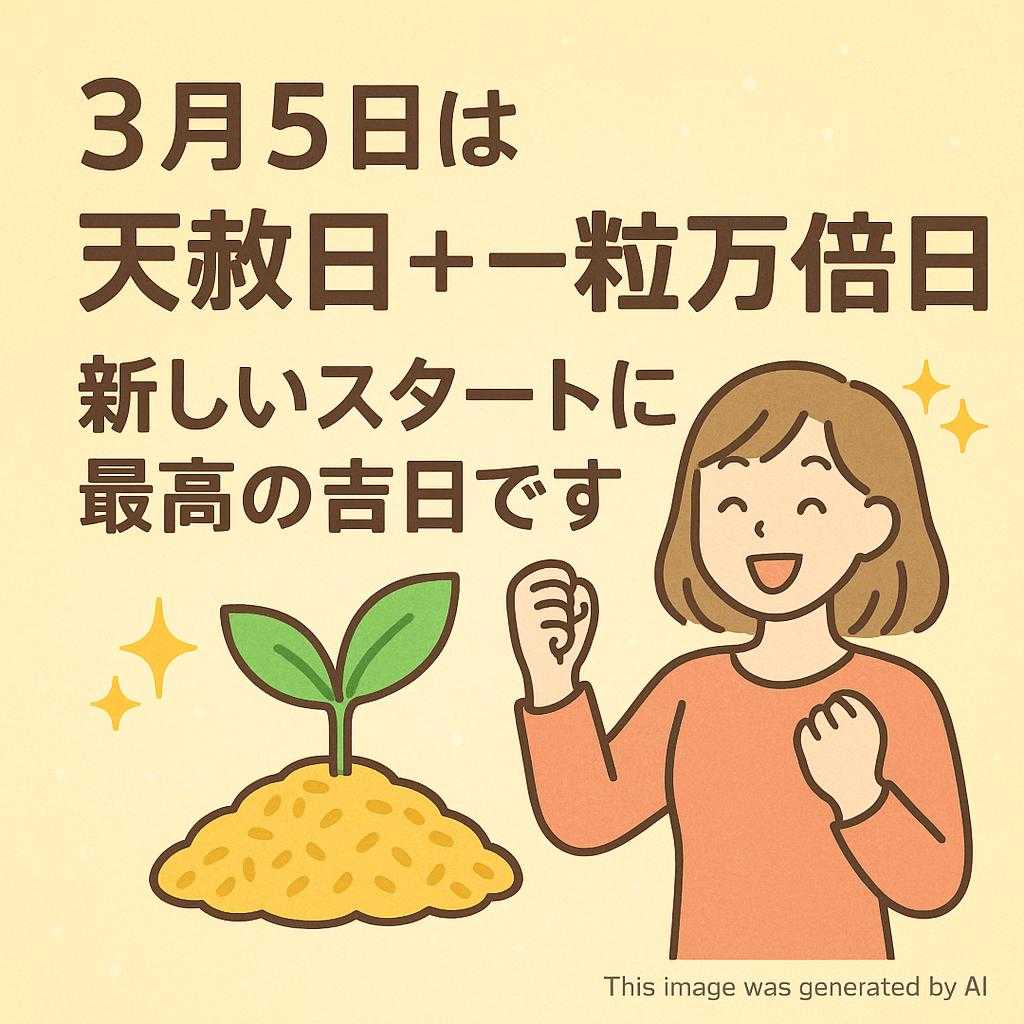 3月5日は「天赦日＋一粒万倍日」✨ 新しいスタートに最高の吉日です