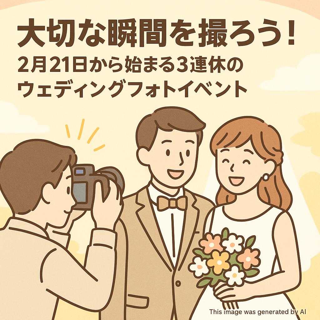 大切な瞬間を撮ろう！2月21日から始まる3連休のウェディングフォトイベント