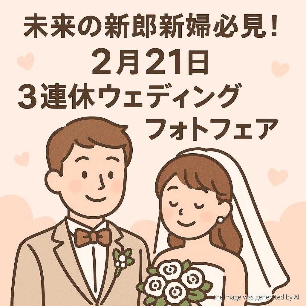 未来の新郎新婦必見！2月21日3連休ウェディングフォトフェア