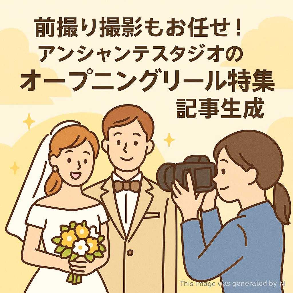 前撮り撮影もお任せ！アンシャンテスタジオのオープニングリール特集 記事生成
