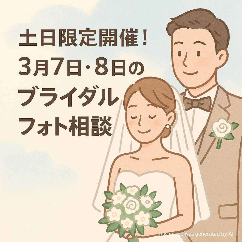 土日限定開催！３月7日・8日のブライダルフォト相談会