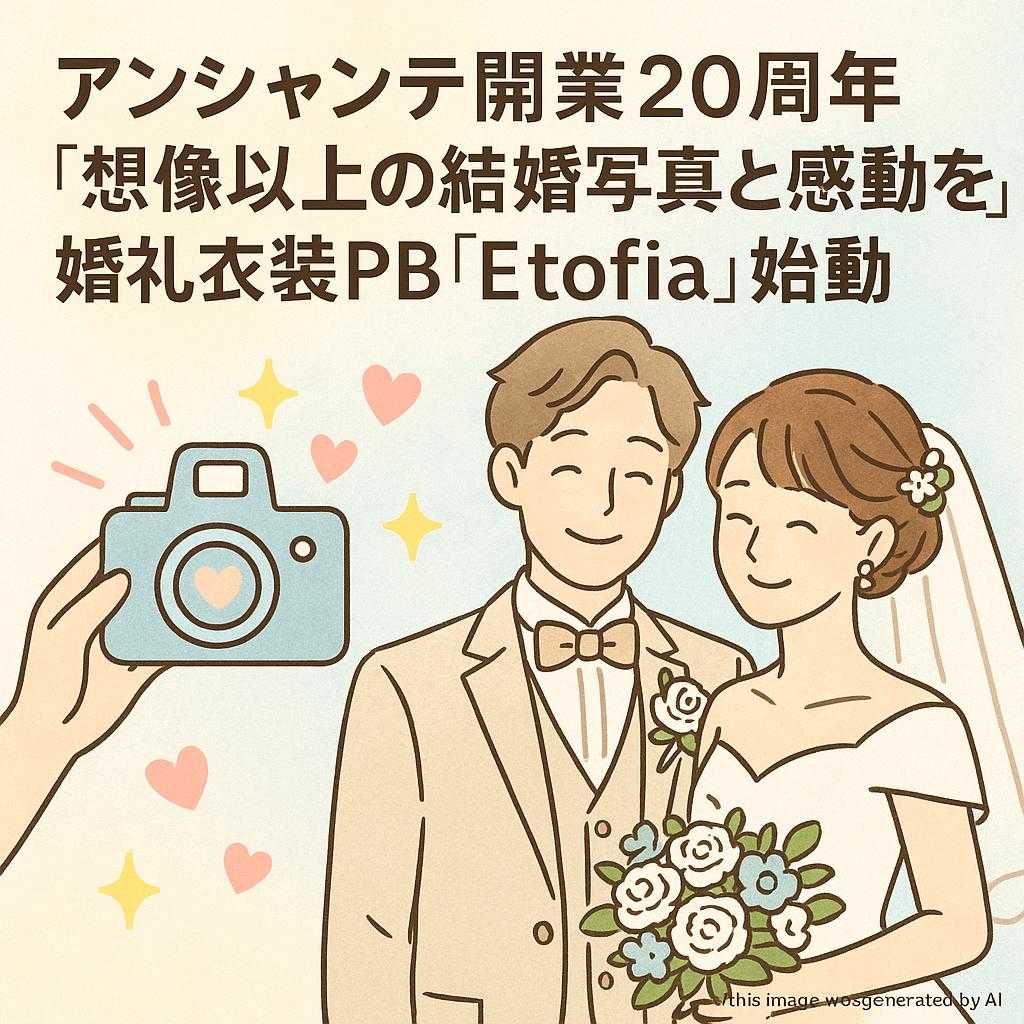 アンシャンテ開業20周年　“想像以上の結婚写真と感動を”　婚礼衣装PB「Etofia」始動