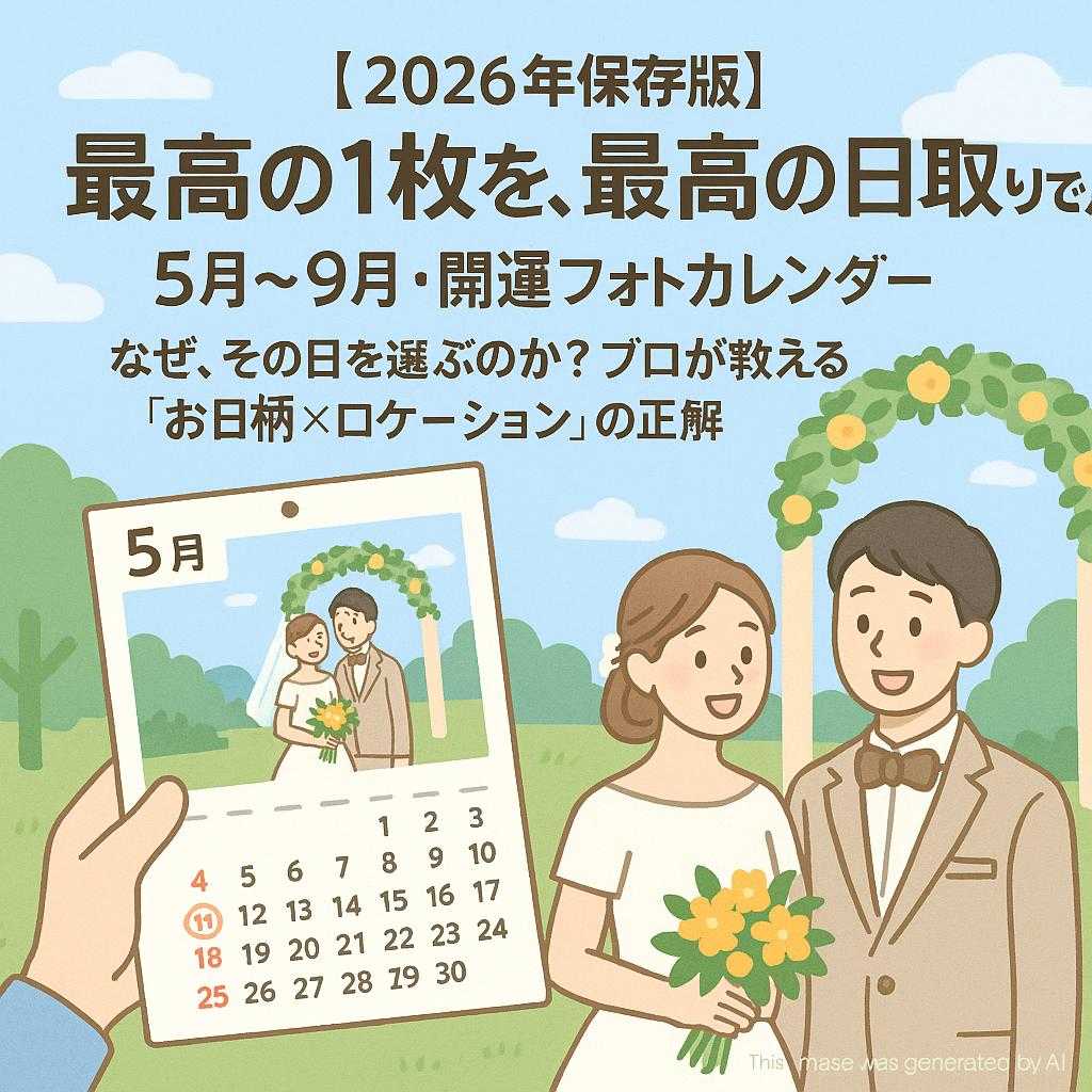 「【2026年保存版】最高の1枚を、最高の日取りで。5月〜9月・開運フォトカレンダー」 「なぜ、その日を選ぶのか?プロが教える『お日柄×ロケーション』の正解」