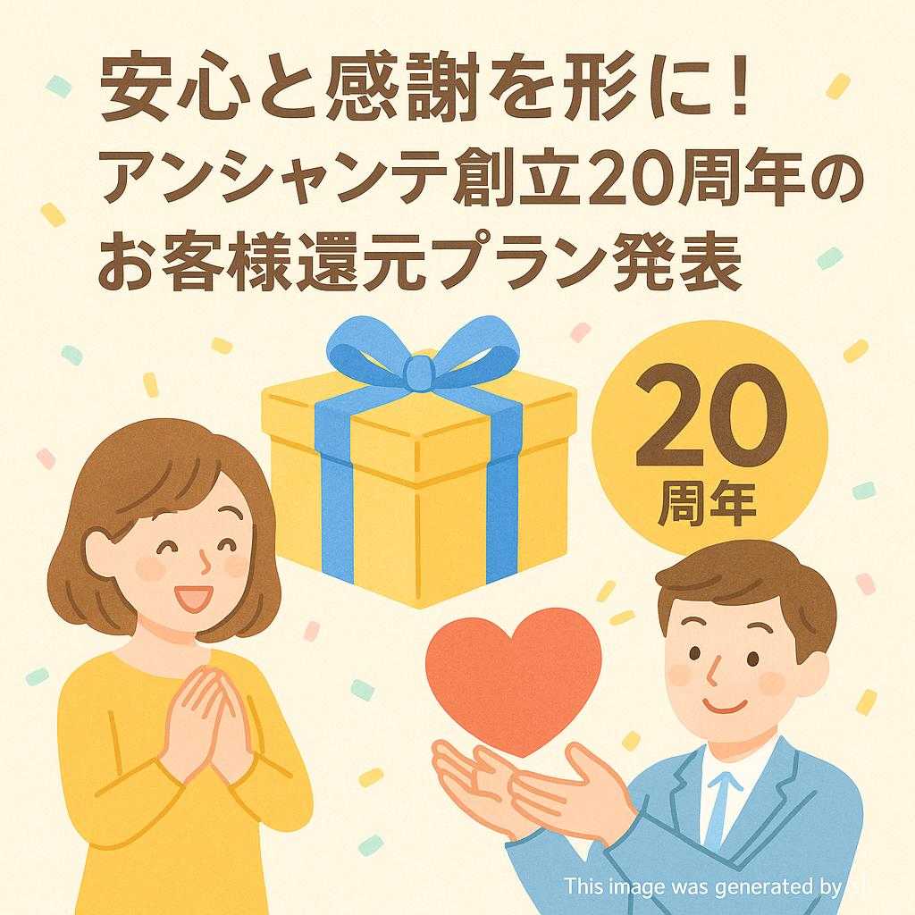 安心と感謝を形に!アンシャンテ創立20周年のお客様還元プラン発表