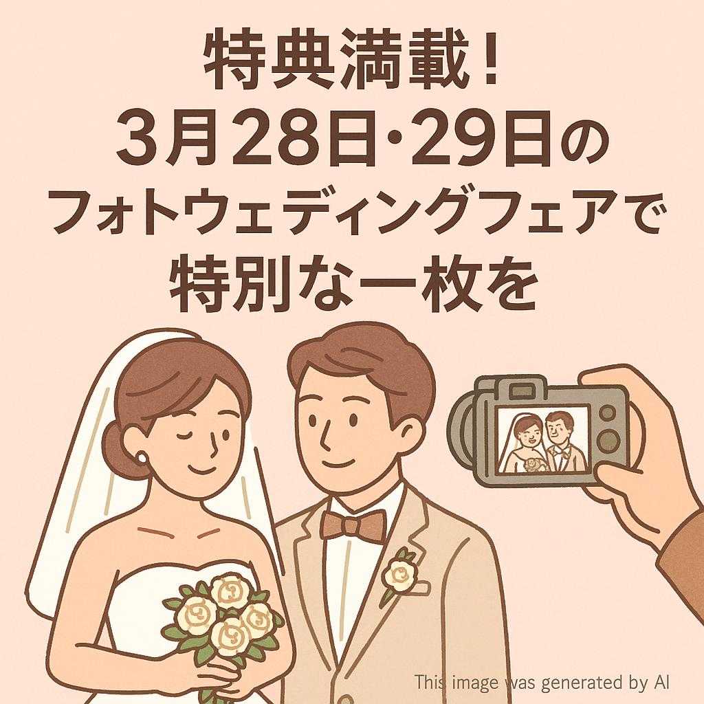 特典満載！3月28日・29日のフォトウェディングフェアで特別な一枚を