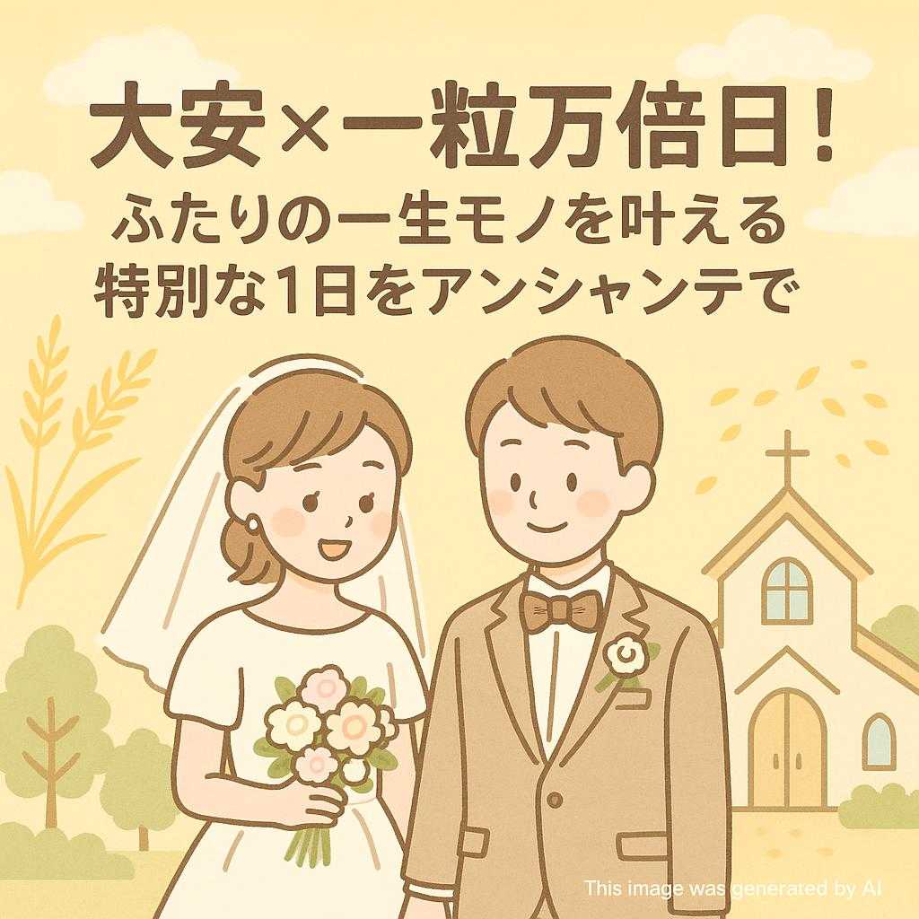 大安×一粒万倍日!ふたりの一生モノを叶える特別な1日をアンシャンテで
