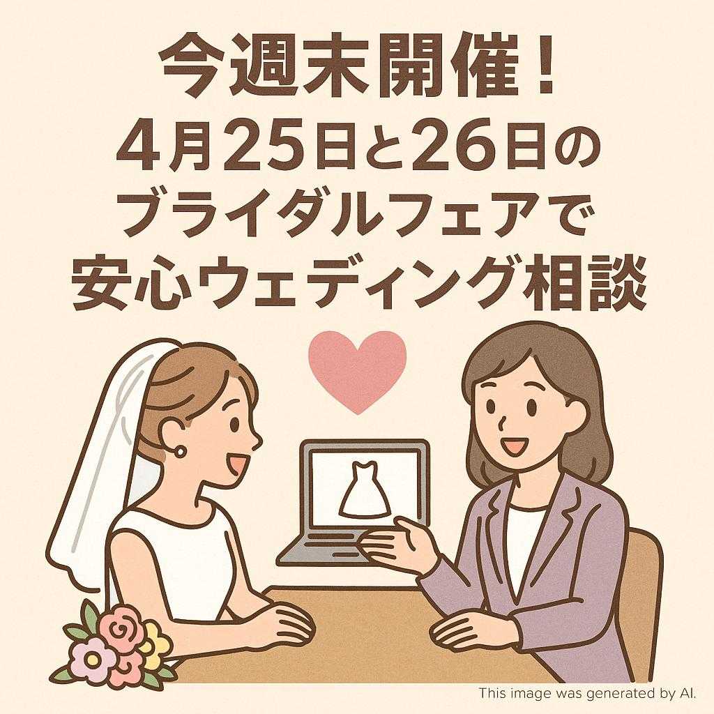 今週末開催！4月25日と26日のブライダルフェアで安心ウェディング相談