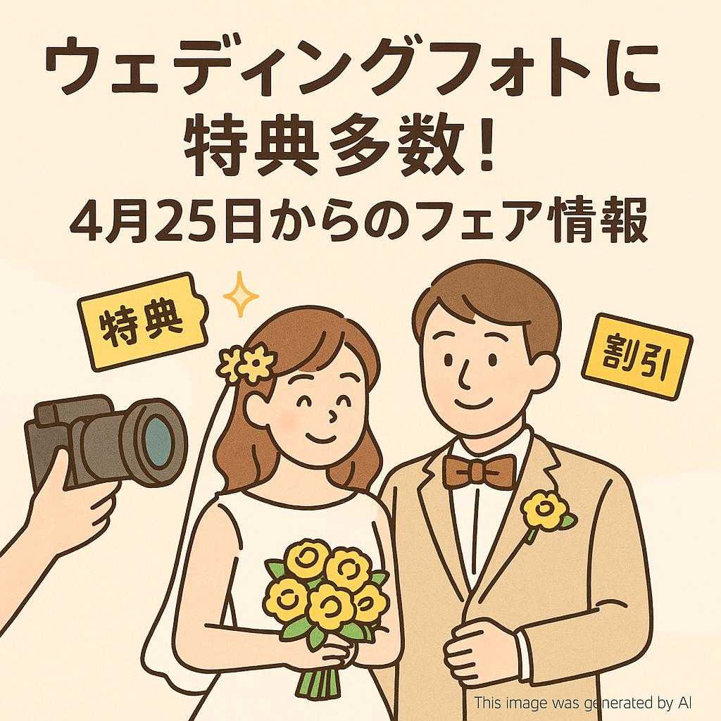 ウェディングフォトに特典多数!4月25日からのフェア情報